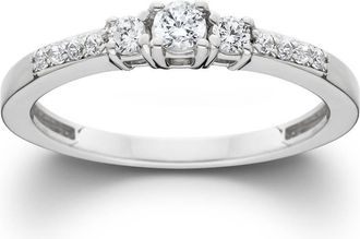 Pompeii3 1/3ct Three Stone Round Diamond Engagement Ring 14K White Gold Size Selectable