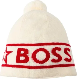 HUGO BOSS Gebreide uniseks muts voor volwassenen (Wit)