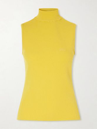 Loewe Top A Collo Alto In Maglia A Coste Effetto Consumato Con Logo Ricamato - Giallo