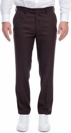 Vella Pais Cita Herringbone Straight Leg Pants in Brown at Nordstrom Rack, Size 34 X R