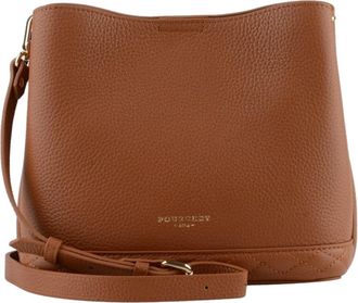 Pourchet Tassen, Dames, Bruin, ONE Size, Leer, Kameel schoudertas maat S - van leer