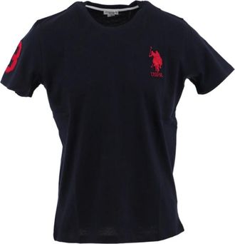U.S.Polo Association Blauw Katoenen Geborduurd Overhemd - Heren - T-shirts - Blauw - 2XL - Katoen - Tops