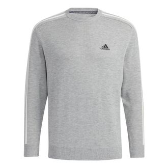 adidas 3-Stripes Long Sleeve Crew Neck Sweater Grey GV1202