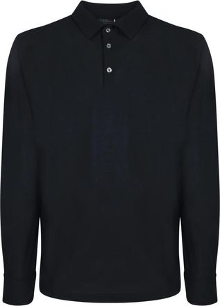 Zanone Polo met lange mouwen - Heren - Polos - Blauw - 3XL - Katoen - Tops