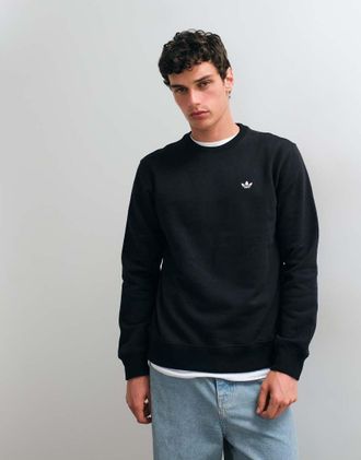 adidas Originals Trefoil Essentials - Felpa nera con logo piccolo-Grigio