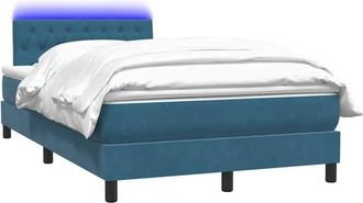 vidaXL Cama Box Spring Con Colch&oacute;n Terciopelo Azul Oscuro 120x210 Cm Vidaxl