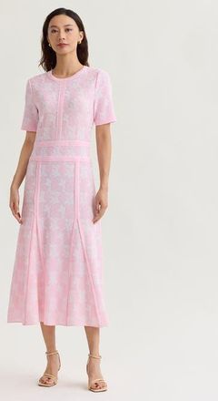 Misook Fit & Flare Intarsia Knit Maxi Dress in Cherry Blossom/white at Nordstrom, Size X-Large