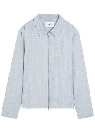 Wax London Eldon Striped Cotton and Linen-blend Jacket - Light Blue - Xxl