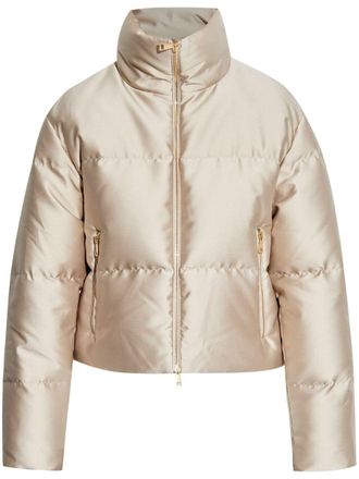 Moncler Bonnelles jacket - women - Feather/Polyamide/Down/Polyamide - 4 - Neutrals