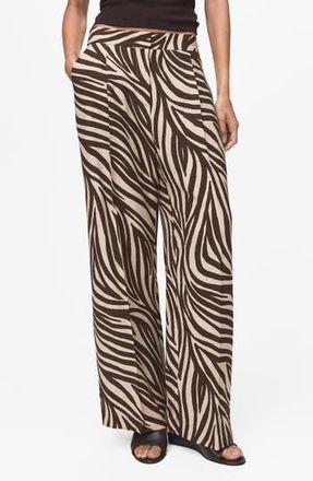 Mango Zebra Print Straight Leg Pants in Black at Nordstrom Rack, Size 12