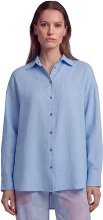 Lords of Harlech Womens Long Sleeve Linen Shirt in Blue at Nordstrom, Size Xx-Large