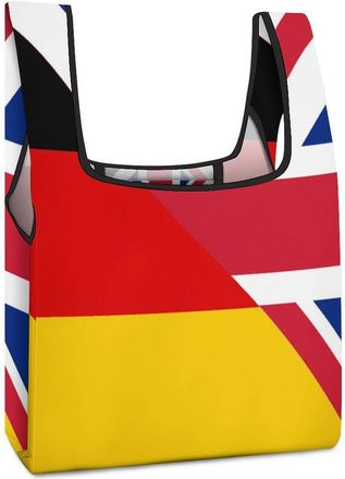 Generic Birtish And Germany Flag Reusable Shopping Bags Lightweight Foldable Grocery Bag Polyester Washable Tote Bag