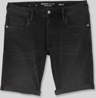 Tom Tailor Denim Slim Fit Jeansshorts aus Baumwoll-Mix Modell TTPIERS SLIM in Black, Gr&ouml;&szlig;e XXL