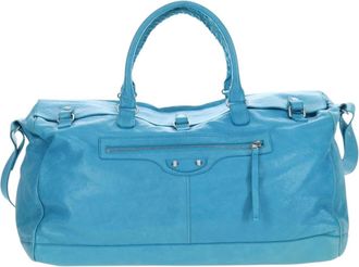 Balenciaga Squash Duffle Leather Blue Leather Handbag (Pre-Owned)