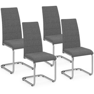 IDMarket Set Di 4 Sedie Da Pranzo In Tessuto Grigio Antracite Mia