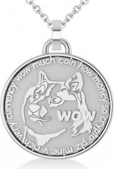 Allurez Cryptocurrency Dogecoin Pendant Necklace With Bail 18k White Gold