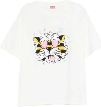 Kenzo T-shirt con stampa tigrata - Bianco