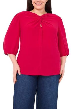 CeCe by Cynthia Steffe Twist Keyhole Neck Stretch Crepe Top in Rose Cerise at Nordstrom Rack, Size 1X