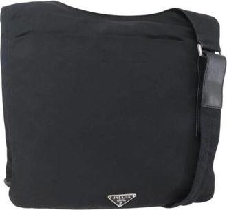 Prada Pre-owned Cross Body Bags, female, Black, Size: ONE SIZE Pre-owned Nylon Cross Body Bag