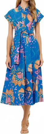Oliphant Belted Shirt Dress In Blue
