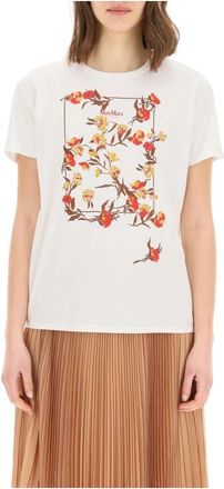 Max Mara T-shirt met bloemenprint en ronde hals - Dames - T-shirts - Wit - M - Katoen - Tops