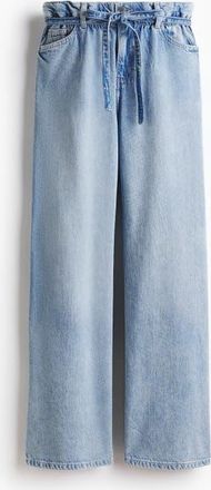 H&M Belted Paper Bag Jeans in Light Denim Blue at Nordstrom, Size 10