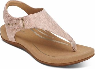 Aetrex Womens Ellie Quarter Strap Thong Sandal In Blush