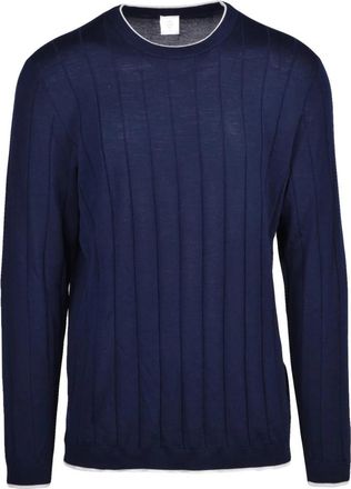 Eleventy Maglioncino Girocollo - Heren - Ronde hals truien - Blauw - XL - Wol - Truien & Vesten