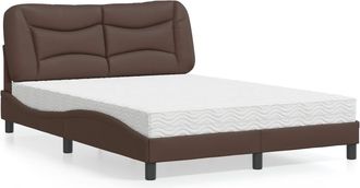 vidaXL Vidaxl - Cama Con Colch&oacute;n Cuero Sint&eacute;tico Marr&oacute;n 120x200 Cm