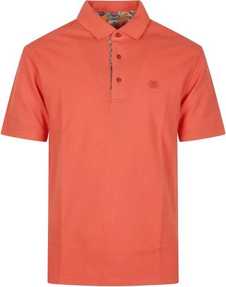 Etro Short Sleeve Pegaso Logo Roma Polo Shirt - Heren - Polos - Oranje - M - Katoen - Tops