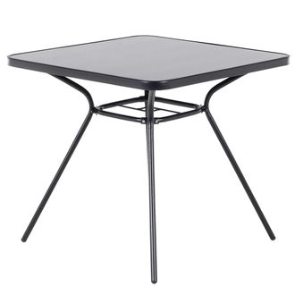 Beliani Mesa De Comedor Tablero De Acero Con Recubrimiento En Polvo Negro 80 X 80 Cm Moderna Jard&iacute;n Livo