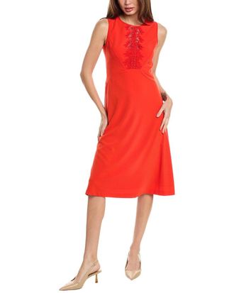 Elie Tahari Lace Applique Midi Dress