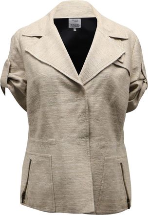 Akris Wide Collar Jacket in Beige Silk