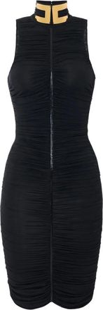 Elisabetta Franchi Black Mock Collar Knee Length Dress