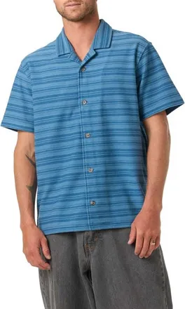 O'Neill Country Club Stripe Knit Camp Shirt in Captains Blue at Nordstrom, Size Xx-Large