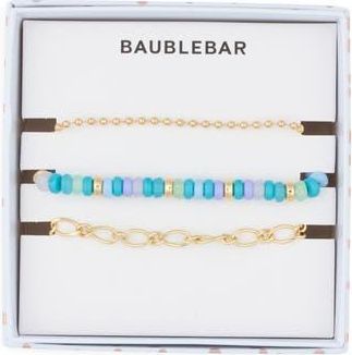 BaubleBar Arm Party Set of 3 Beaded & Chain Bracelets in Blue Multi at Nordstrom Rack