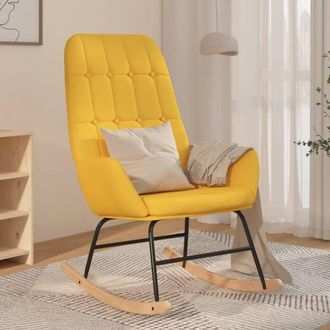 vidaXL Silla Mecedora De Tela Amarillo Mostaza Vidaxl
