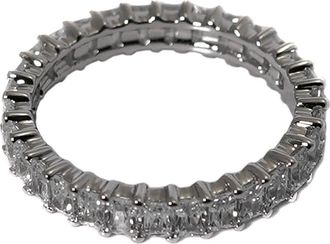 APM Monaco Ladies Eclat Silver-toned Crystal Embellsiehed Ring, Size Large