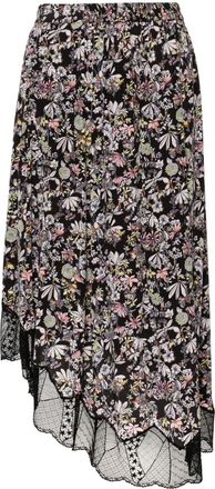 Zadig&Voltaire Kaya floral-print midi skirt - women - Polyamide/Silk/Viscose/Elastane - 36 - Black