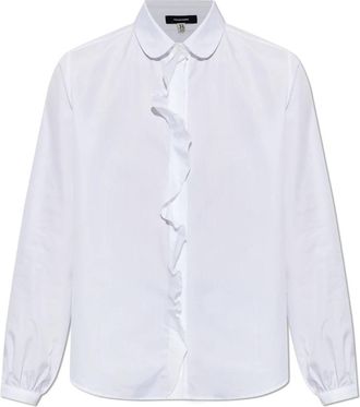 R13 Shrunken Ruffle Shirt - Dames - Overhemden - Wit - M - Katoen - Overhemden