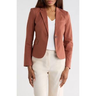 Theory Shrunken Stretch Linen Blend Blazer in Terracotta at Nordstrom Rack, Size 00