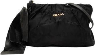 Prada Pre-owned Nylon Crossbody met Strik - Dames - Vintage Schoudertas - Zwart - ONE Size - Nylon - Vintage