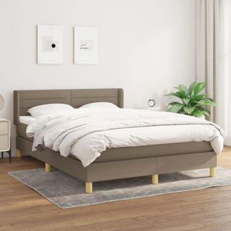 vidaXL Cama Box Spring Con Colch&oacute;n Tela Gris Taupe 140x190 Cm Vidaxl