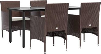vidaXL Vidaxl - Juego De Comedor De Jard&iacute;n 5 Piezas Con Cojines Marr&oacute;n Y Negro