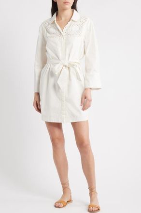 Cleobella Senara Long Sleeve Mini Shirtdress in Ivory at Nordstrom, Size X-Small