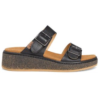 Pikolinos Alzira W9D-1505 Leather Womens Slides Sandals - Black - Size:UK 8-8.5