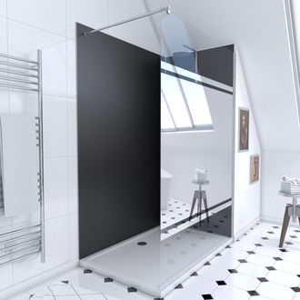 Aurlane Aurlane - Pack Ducha 90x120 - Paneles Negro/cromato + Plato + Mampara Espejo