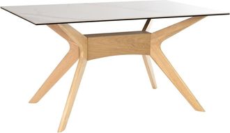 Koketto Home Mesa 160 tapa de porcelanico blanco y patas roble