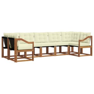 vidaXL Conjunto De Sof&aacute;s De Exterior Con Coj&iacute;n 7 Pcs Natural Y Crema Vidaxl