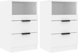 vidaXL Mesitas De Noche 2 Uds Madera Contrachapada Color Blanco Vidaxl